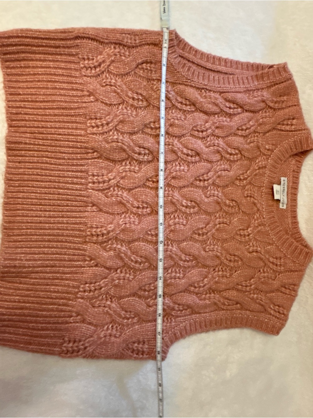Sincerely Jules Cable Knit Sweater Vest Pink Blush Sleeveless Size Small - Picture 4 of 9